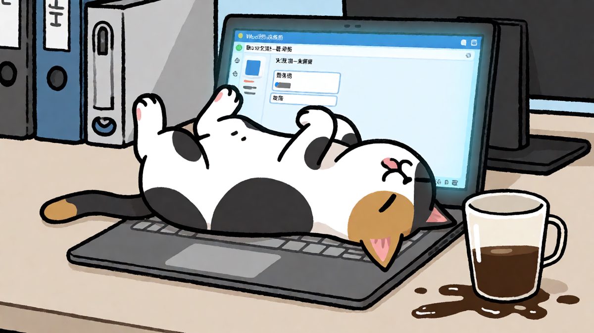 猫：本喵负责工作，你负责摸我。
