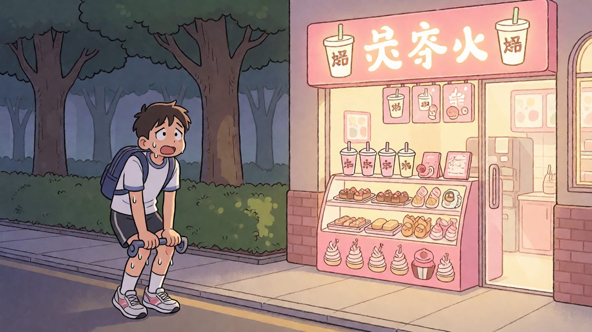 啊……好累……去买杯奶茶补充体力……
