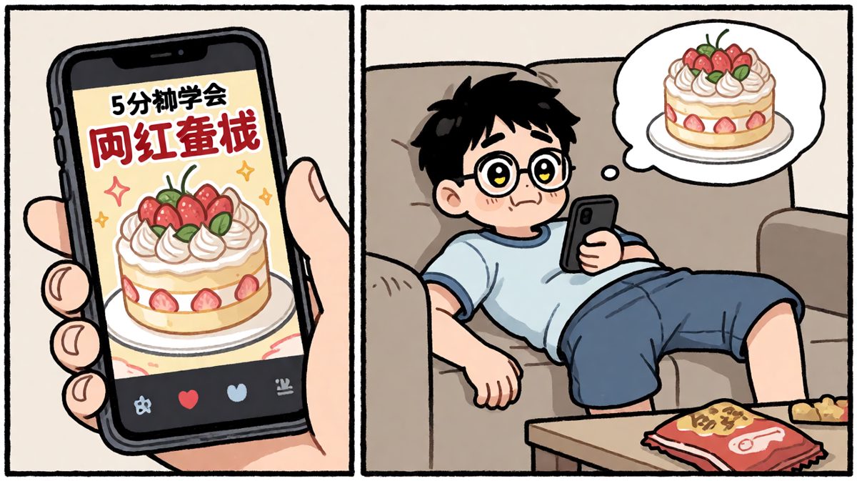 小刘刷到蛋糕教程，信心爆棚。