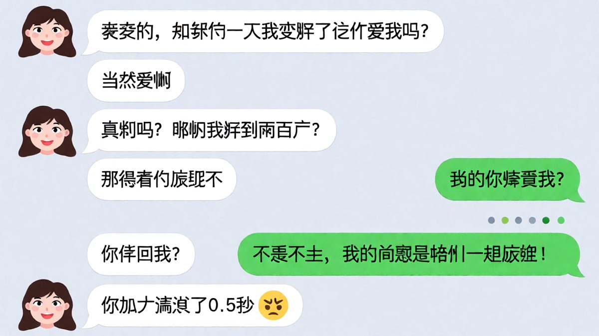 男友回答'变胖了还爱吗'时犹豫的瞬间，被女生精准抓包