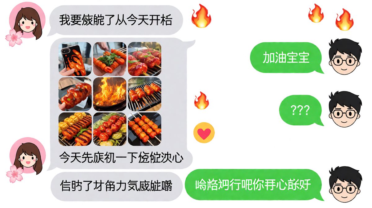 减肥从明天开始，庆祝减肥决心的烧烤九宫格翻车现场