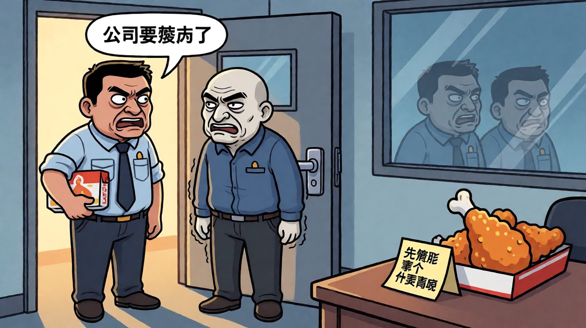 老板严肃说'你要被裁了'，员工吓得发抖，结果只是为了点外卖