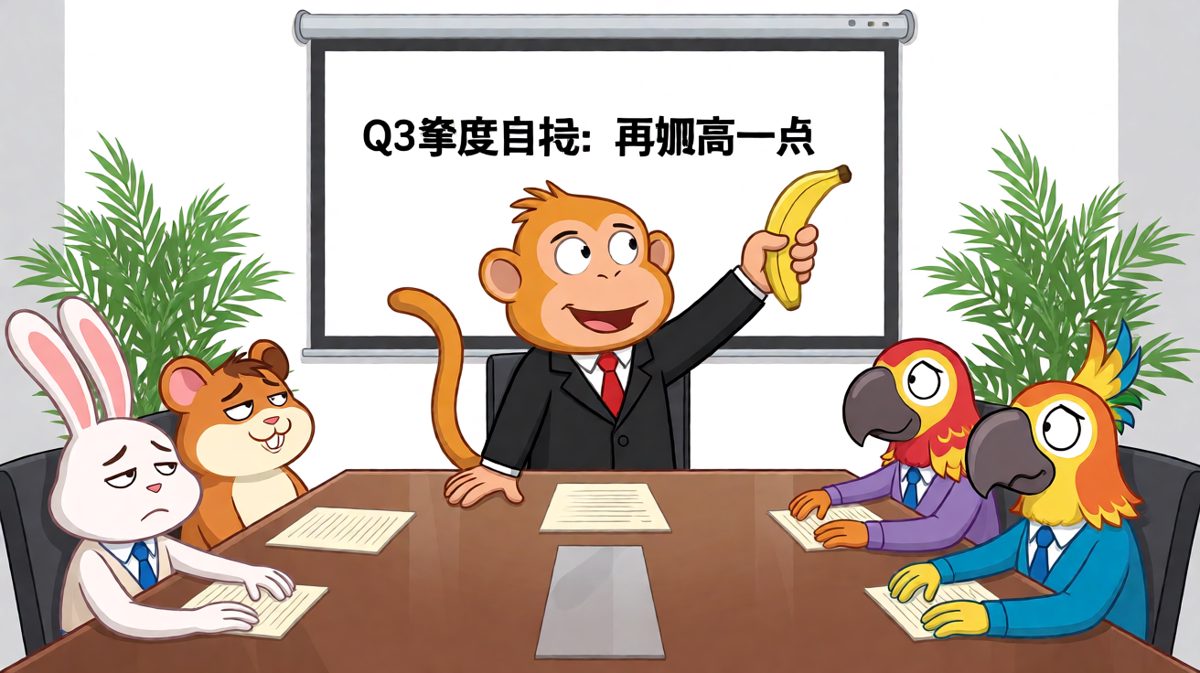 猴子CEO拿着香蕉遥控器，宣布'再爬高一点'——猴子懂什么互联网，但它就是老板。