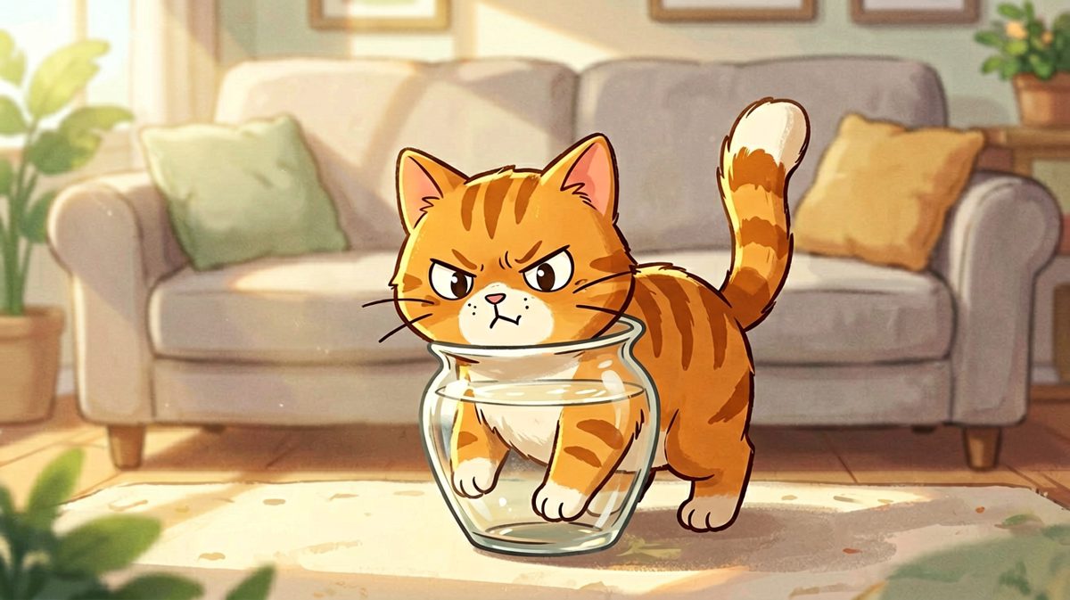 猫咪：只要我够勇敢，这个花瓶就是我的床！