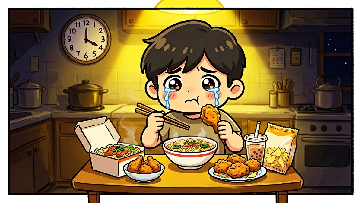 半夜饿醒，理智彻底离家出走
