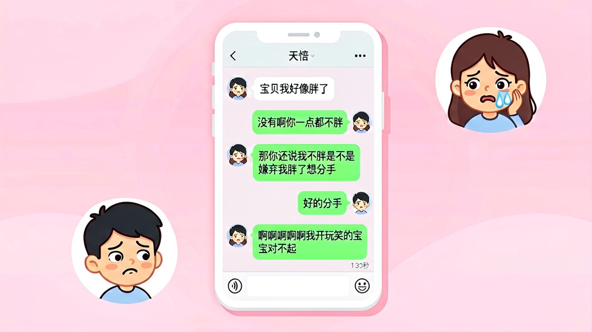 女生试探性说胖，男生老实回答后反被拉黑，经典送命题现场