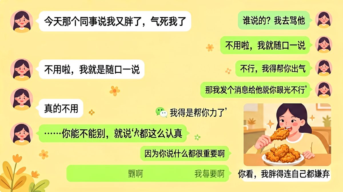 男朋友比你还上纲上线，结果你自己先认输了。