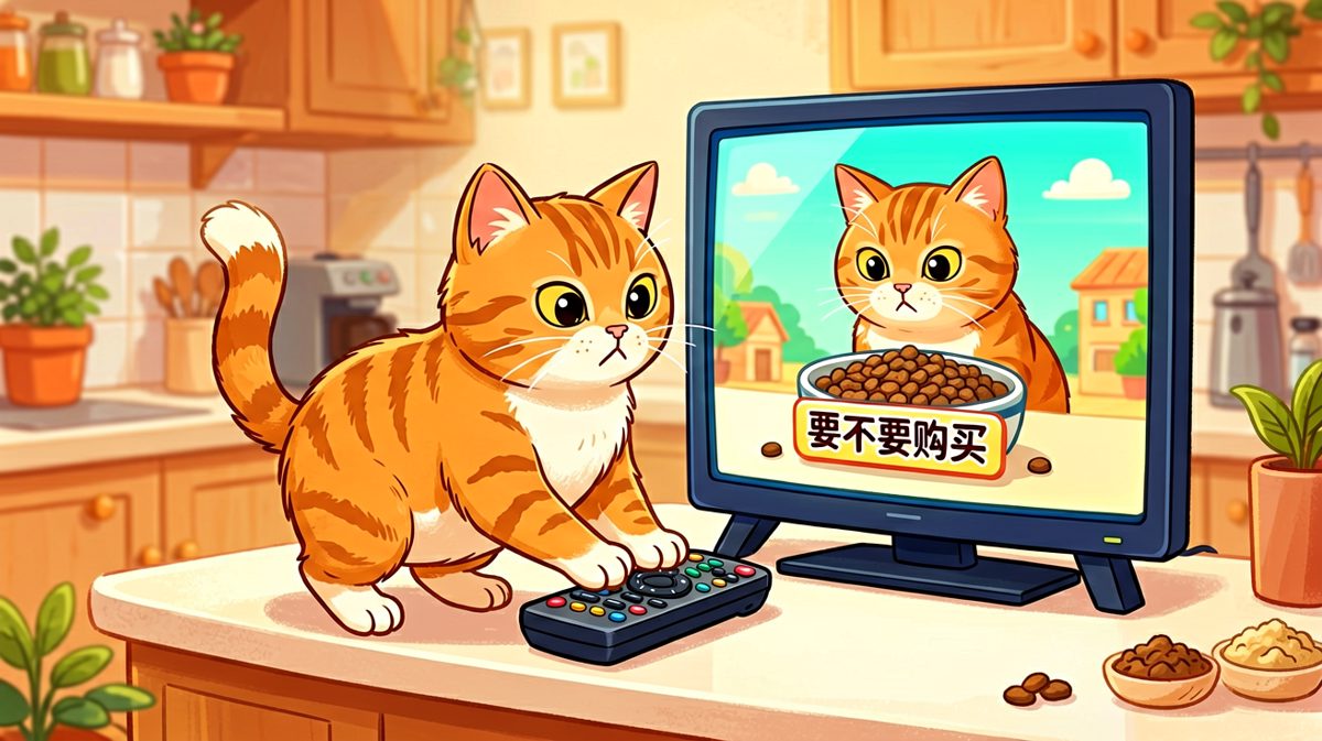 猫咪也想下单猫粮，结果爪子一滑按了更多