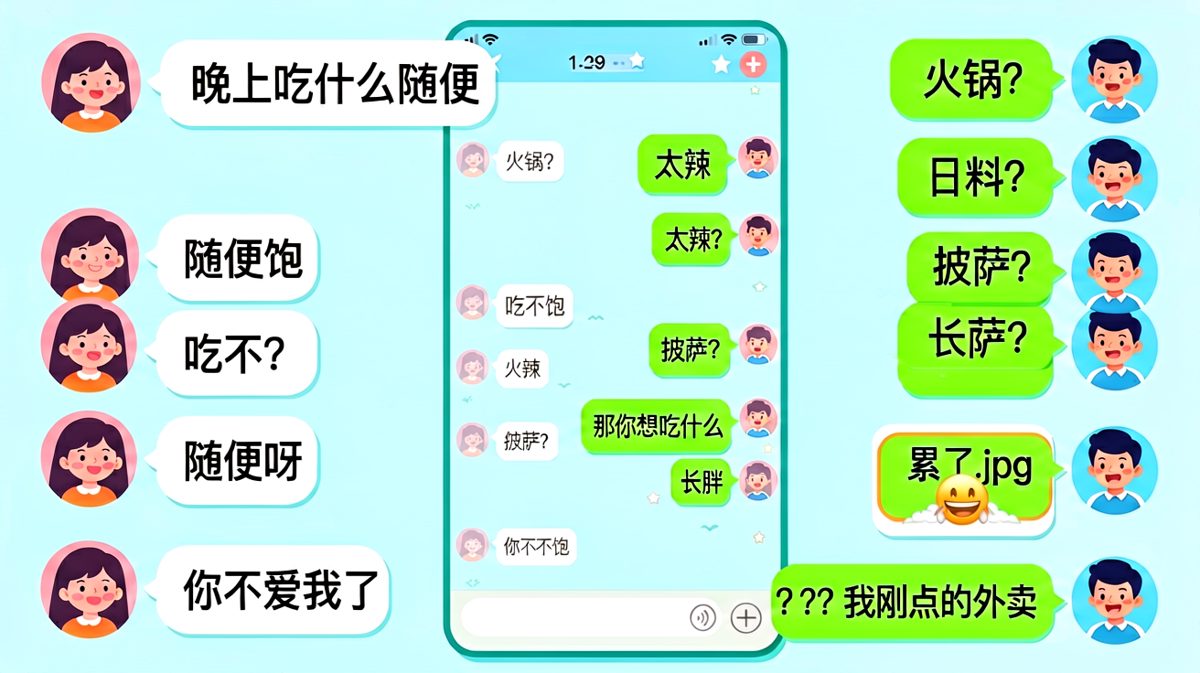 随便这两个字，是情侣间最大的迷魂阵。