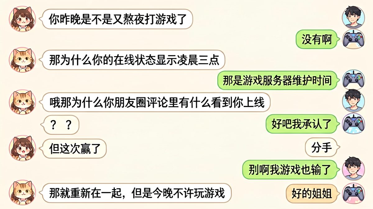 女生抓包男生熬夜打游戏，最后的反转让人忍俊不禁