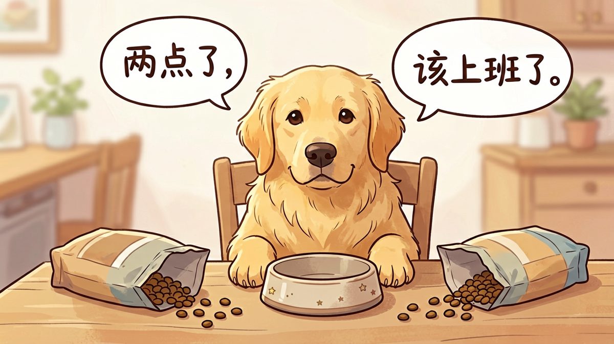 金毛准时打卡提醒铲屎官：你的狗子饿了