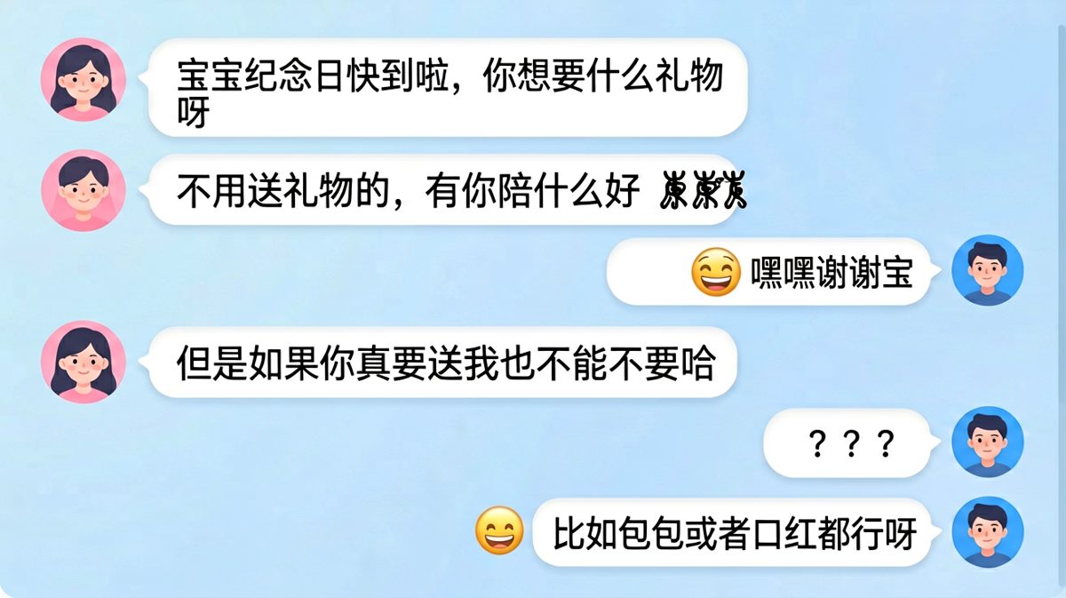 嘴上说不要礼物，实则暗号已发完