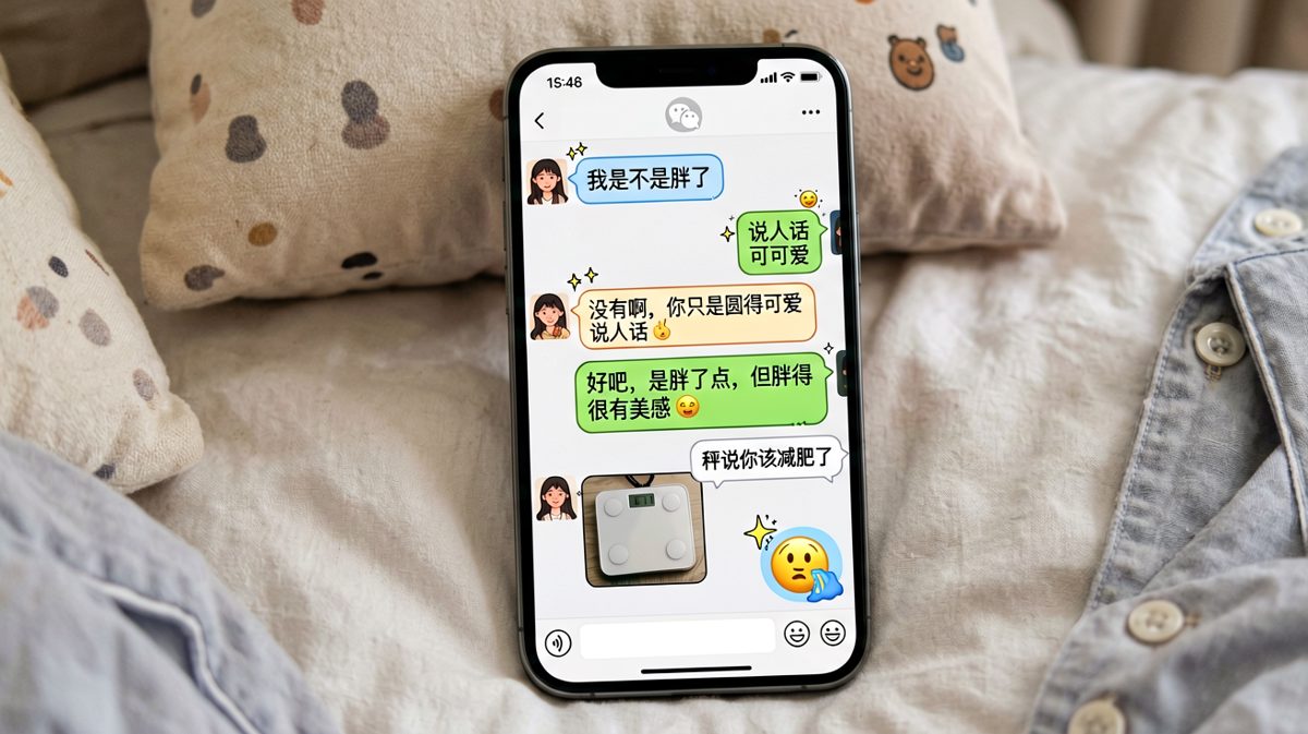 男生机智应对体重质问却被体重秤拆台的搞笑场景