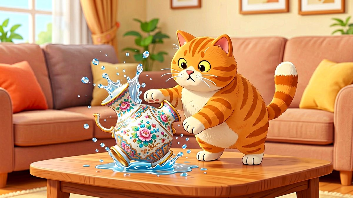 猫咪：不是我干的，是花瓶自己跳下去的