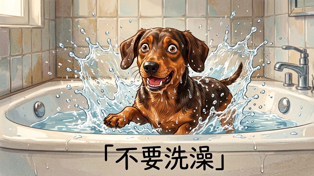 洗澡如渡劫，腊肠狗的求生欲拉满
