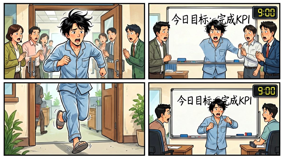 穿着睡衣冲进公司，开启了社死的一天。