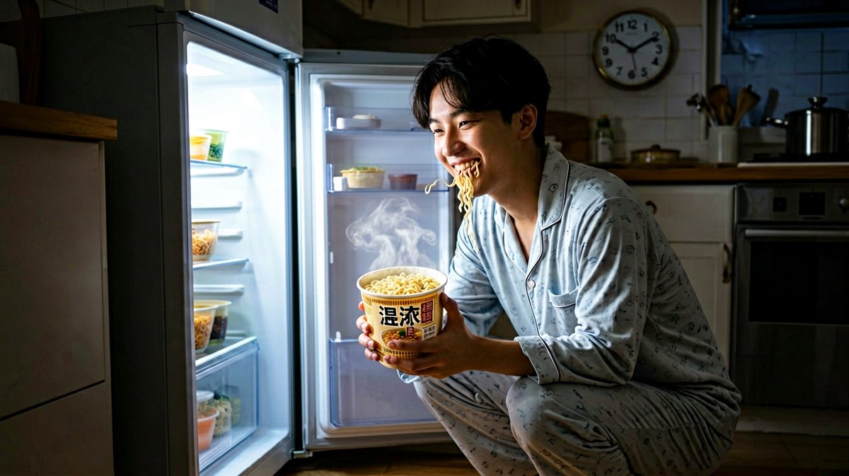 半夜饿得不行，泡面真香