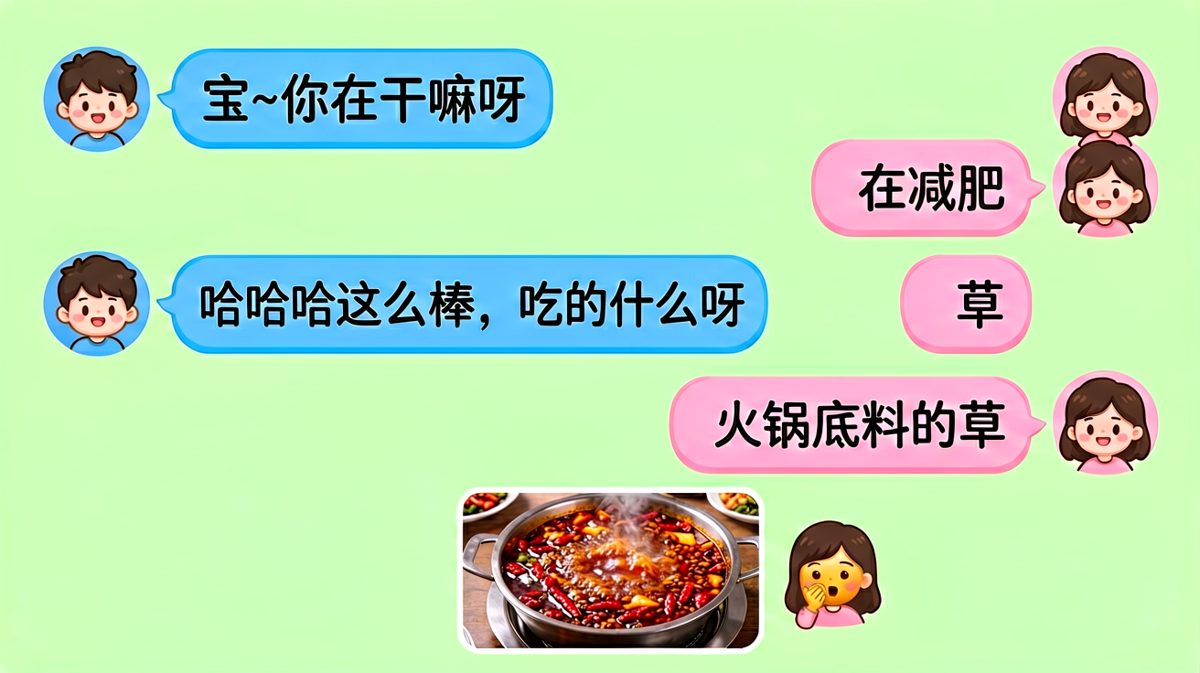 「在减肥」≠「吃草」，女朋友对草的理解让男朋友彻底无语