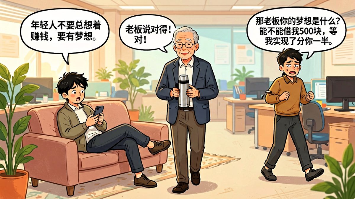老板劝员工要有梦想，员工反手让老板先借钱实现