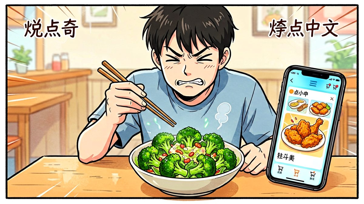 第二天：看着沙拉如临大敌，手机里的炸鸡在召唤