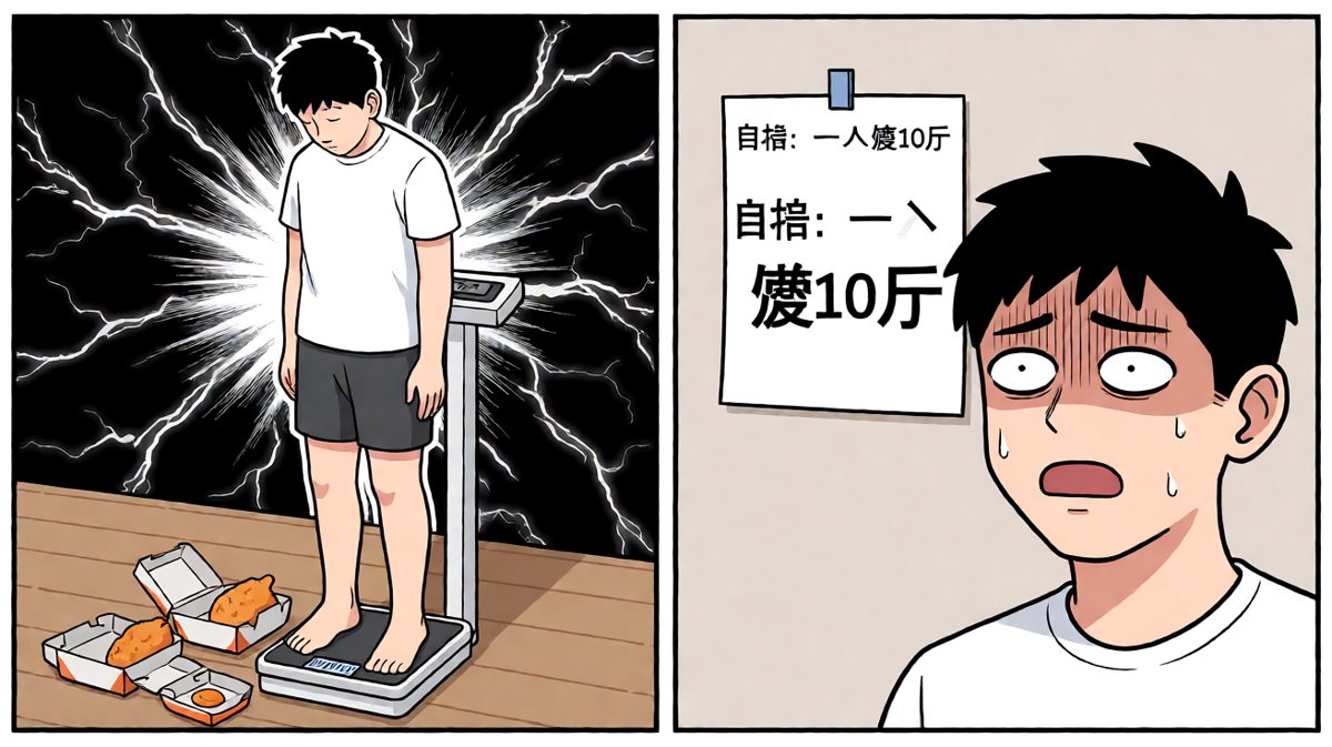结局：体重秤给了他一记致命暴击