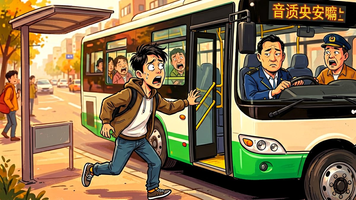 眼看就要抓住车门，却被无情拒绝