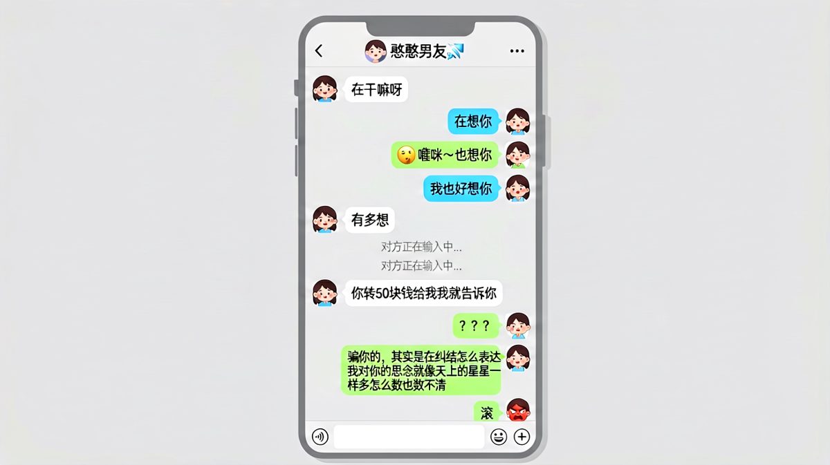 深情告白后的神转折：原来你在想怎么骗钱
