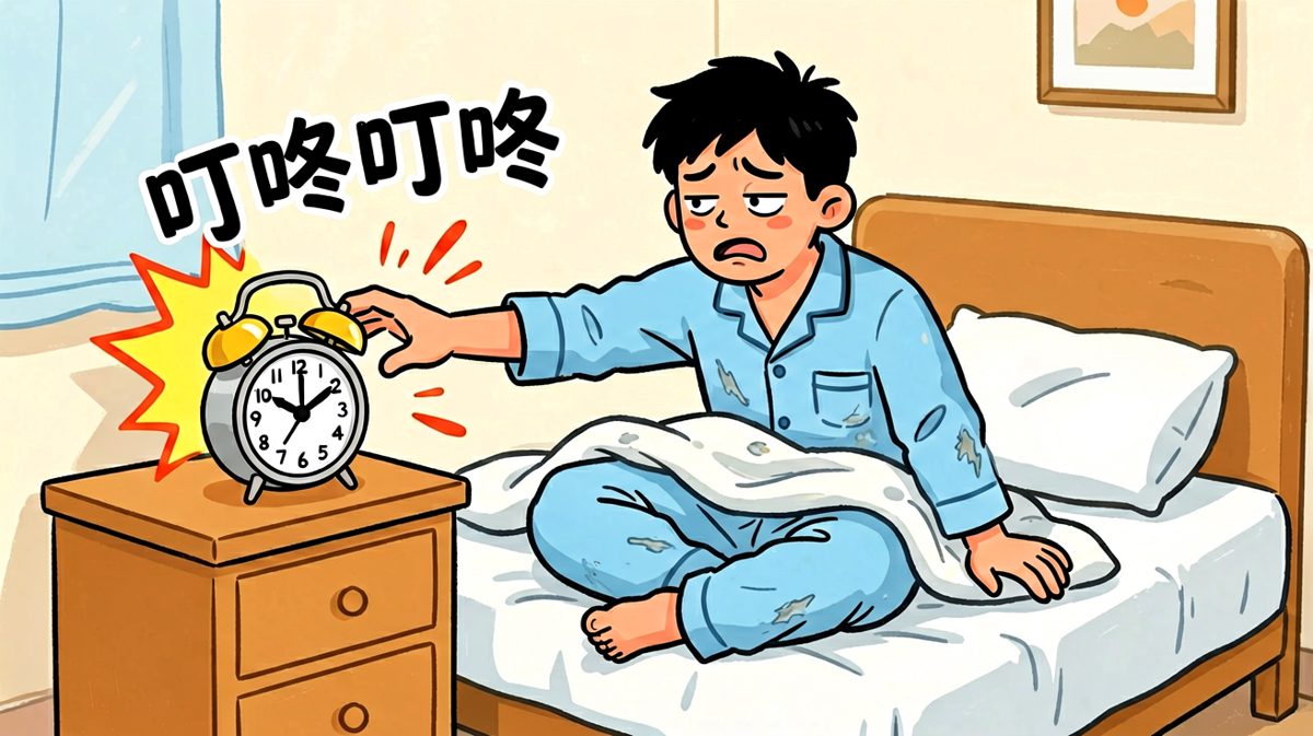 极限操作伸手关闹钟，差点摔下床