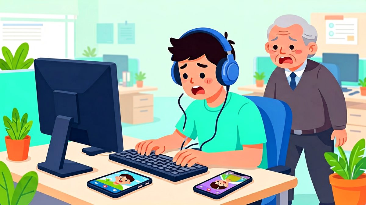 老板：你听得见吗？我：听见了老板！其实耳机是坏的