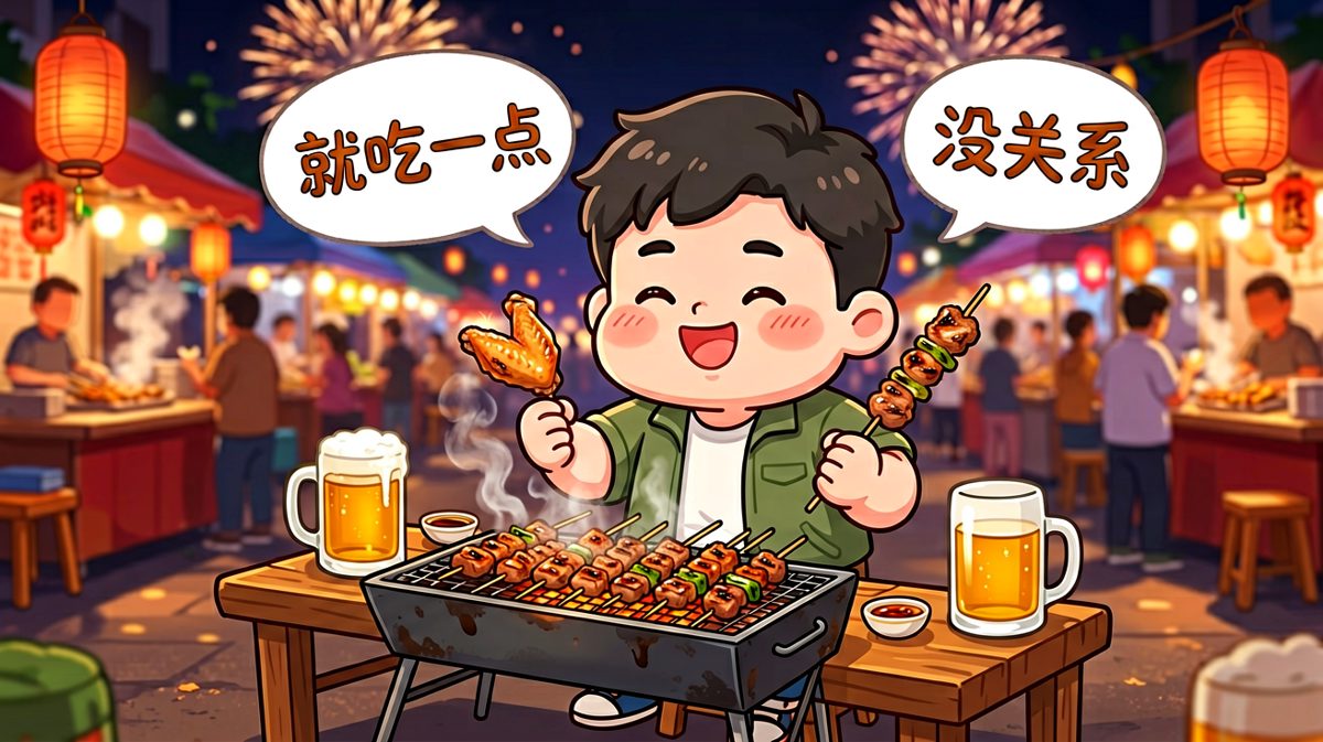 第3格：烧烤摊前彻底放飞自我