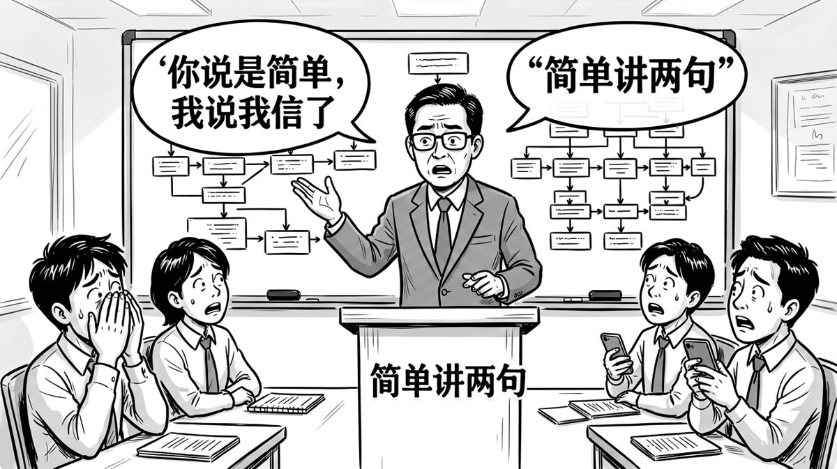 领导：简单讲两句——结果讲了两个小时