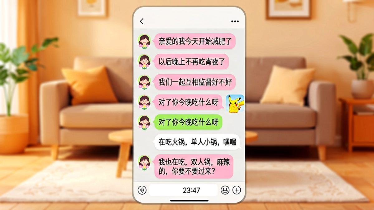 减肥第一天，两个人都在深夜偷偷吃火锅
