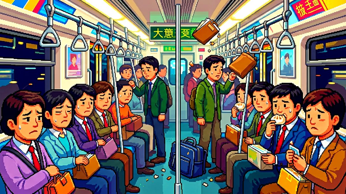 早高峰地铁：人与人之间最近的距离是我被挤成照片