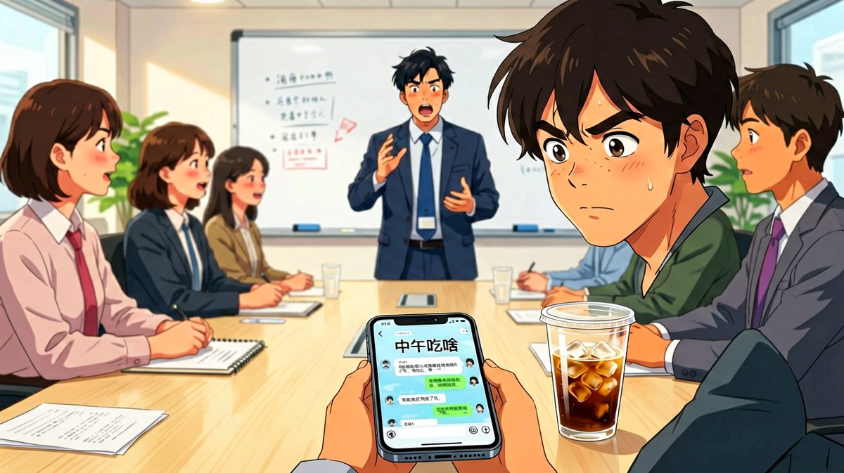 表面上在认真开会，实际上在纠结中午点麻辣烫还是黄焖鸡
