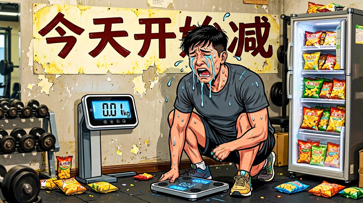 减肥第一天，体重没变，倒是吃了一斤薯片庆祝一下。