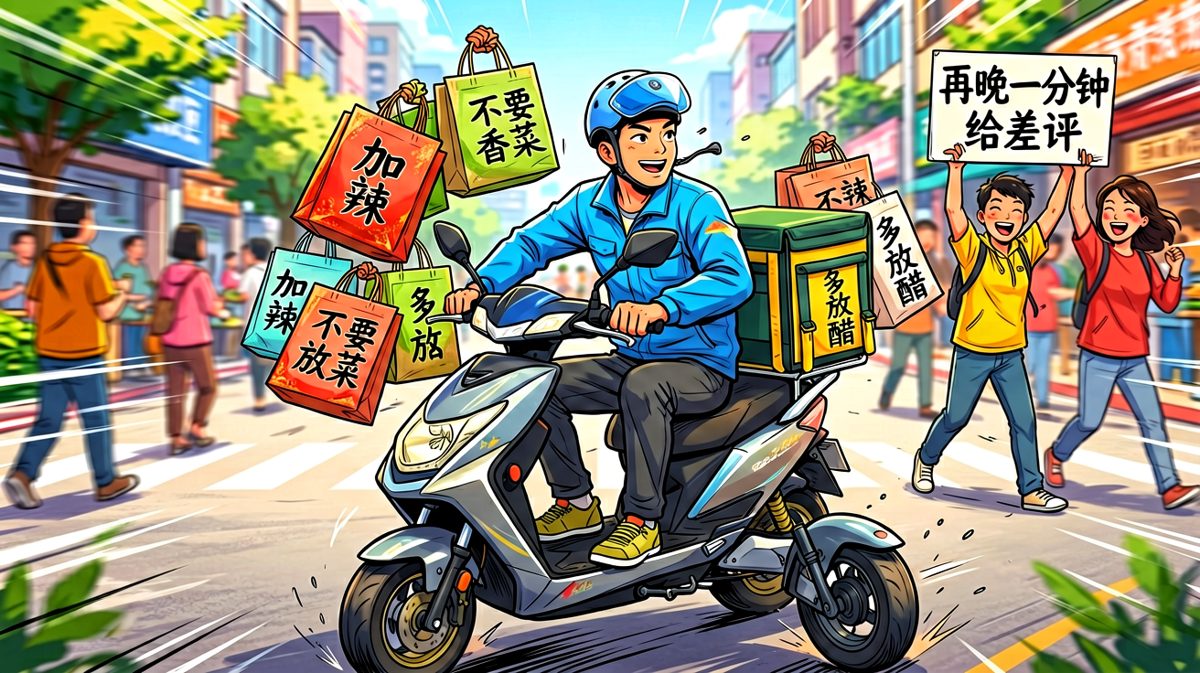 外卖小哥的人生：你在等一碗面，他在赶一场生死时速。