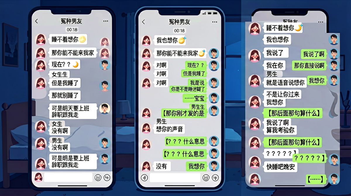 深夜暧昧聊天突然翻车，直男彻底懵圈的名场面。