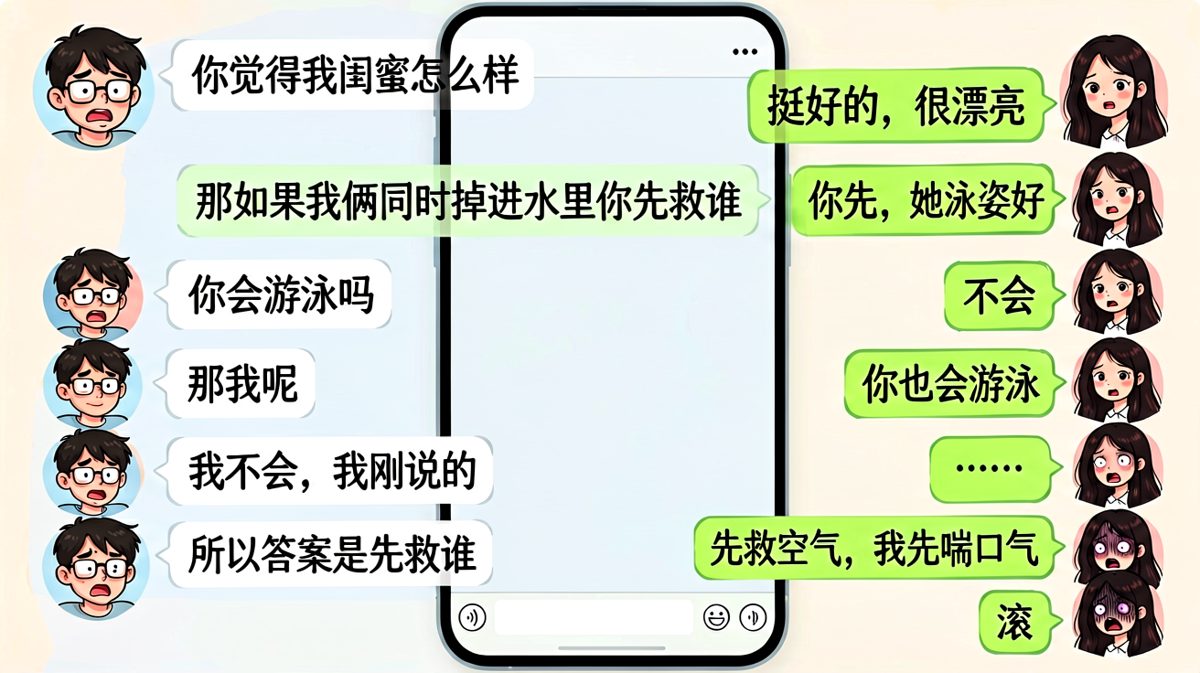 送命题连环追问，男生求生失败当场去世