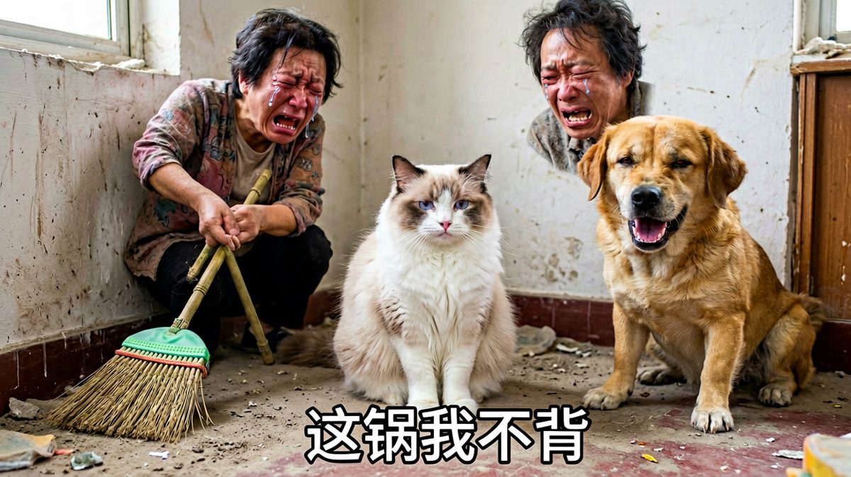 猫咪闯祸后的甩锅艺术，眼神比谁都无辜