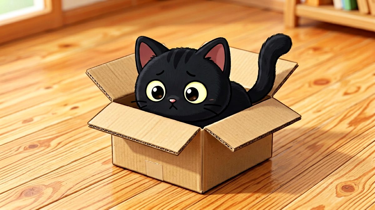 猫咪的纸箱困境。