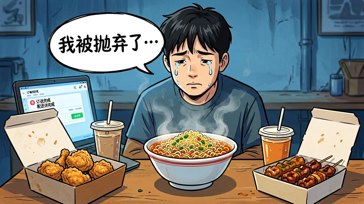 第4格：外卖到了，泡面成了摆设