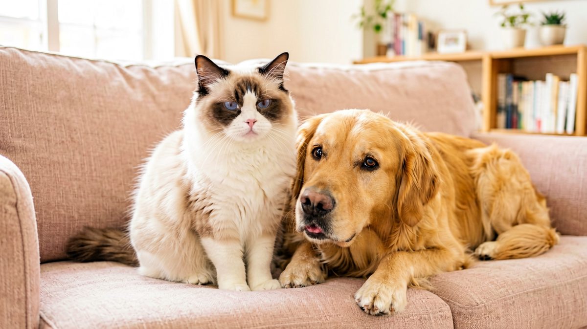 猫：我只是个摆设，别跟我说话。狗：姐理理我嘛~