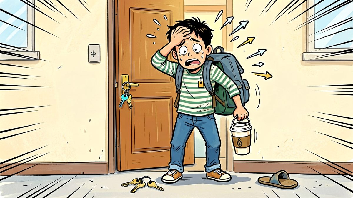 冲出门的那一刻——钥匙留在桌子上了