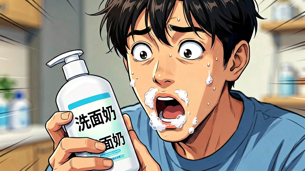 低头一看，原来是洗面奶——瞬间石化