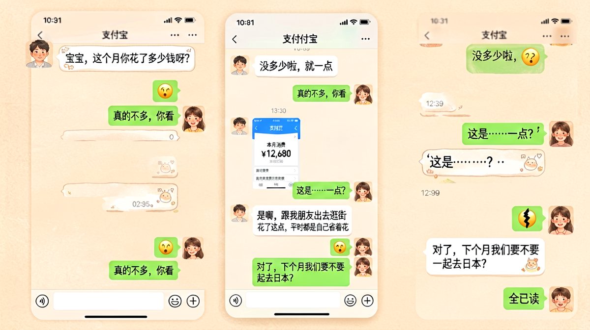 「就一点」的定义是12680块，最后再补一刀要去日本，男生的沉默震耳欲聋。