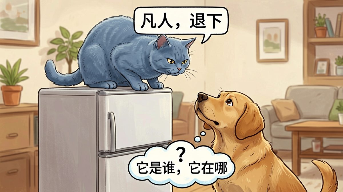 猫在上位，狗在下位，格局一目了然