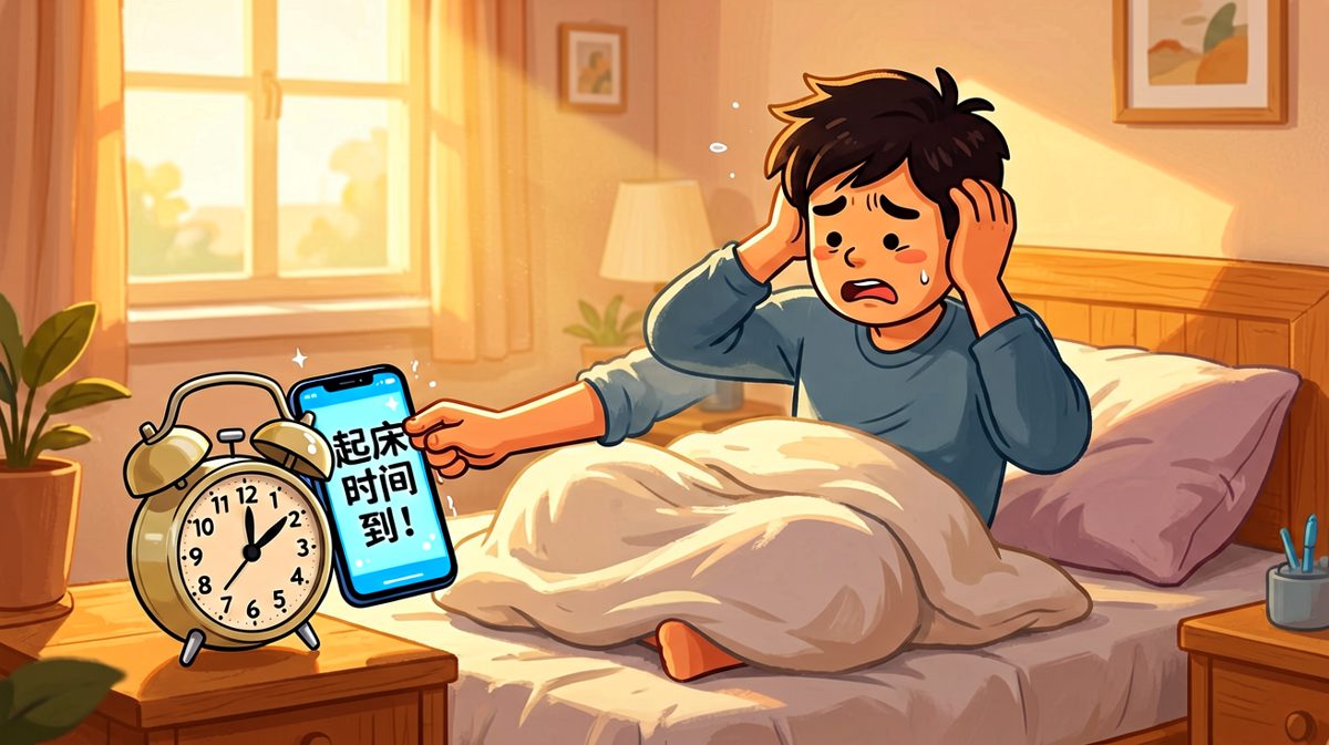 闹钟响个不停，男主疯狂按掉却越按越多