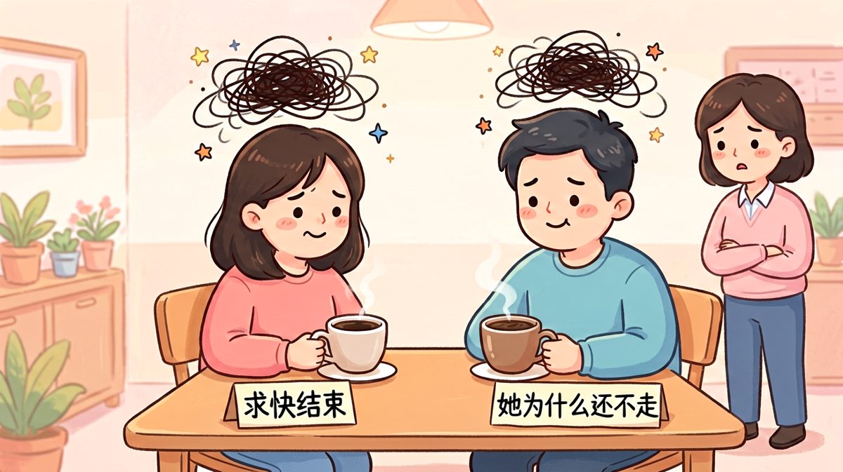 两个社恐的相亲，全程靠内心戏撑完。