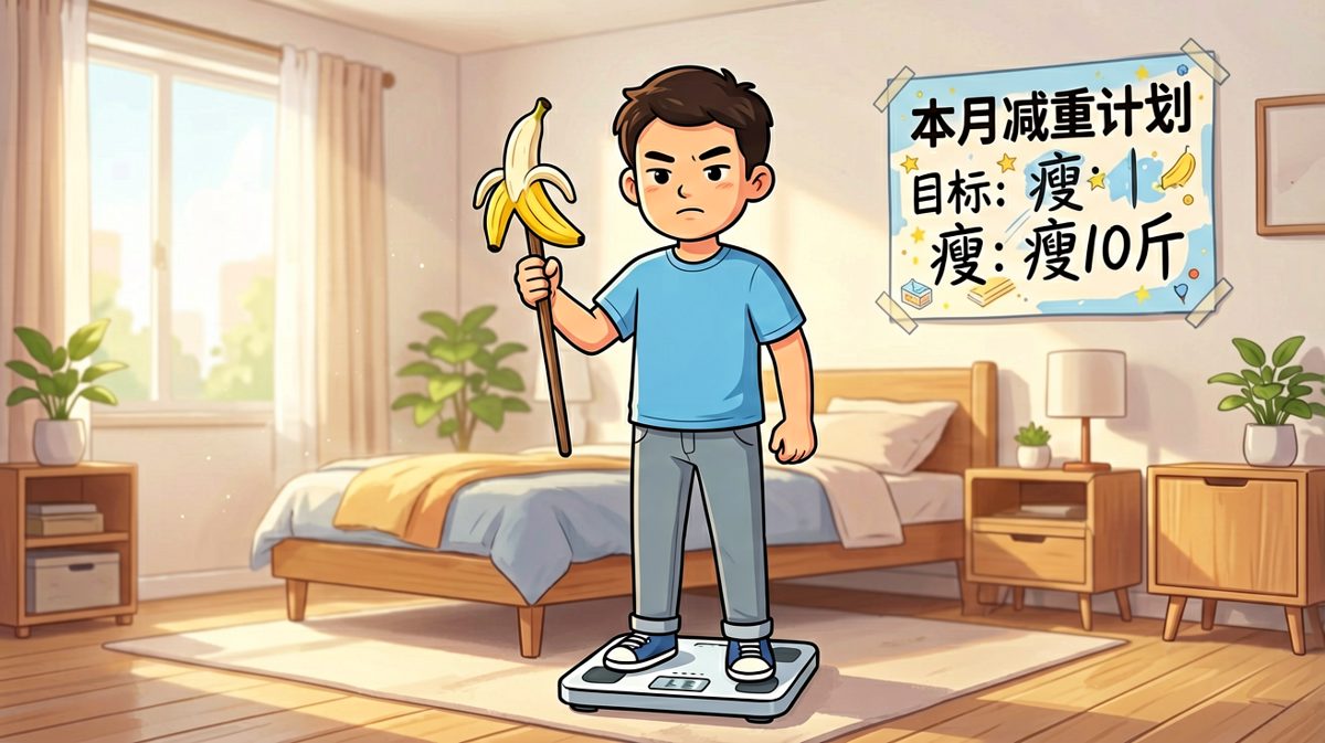 第一天，信心满满立下减肥誓言。