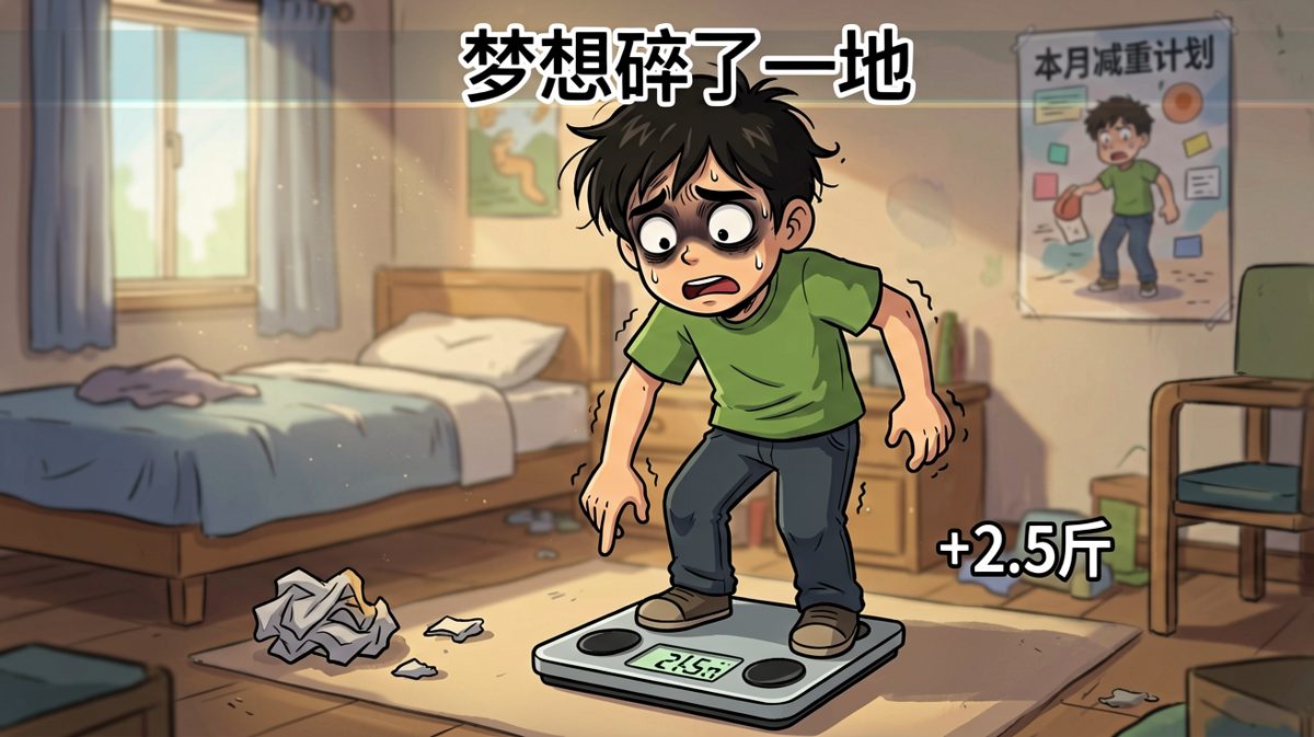 结果，秤上的数字给了他一记重锤。